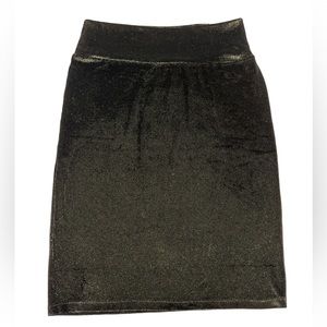 LuLaRoe M Black/Gold Velvet Elegant Cassie Pencil Skirt